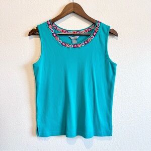 City Blues Koret Sleeveless Crochet Ribbed Tank Top Blue Y2K 90s Girlhood Medium